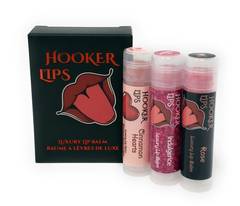2024-02 February Monthly Trio Hooker Lips ~ Cinnamon Hearts, Indulgence & Rose - Luxury Lip Balm