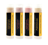 ~..4 Pack Caramel Whiskey, Cherry Whiskey, Cinnamon Whiskey & Whiskey Flavoured Lip Balm