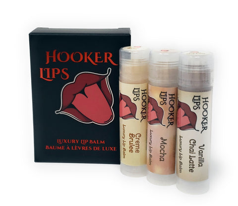 2024-01 January Monthly Trio Hooker Lips ~ Creme Brulee, Mocha & Vanilla Chai Latte - Luxury Lip Balm