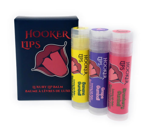Three Pack Hooker Lips Box ~ Banana Gumball, Grape Gumball & Strawberry Gumball