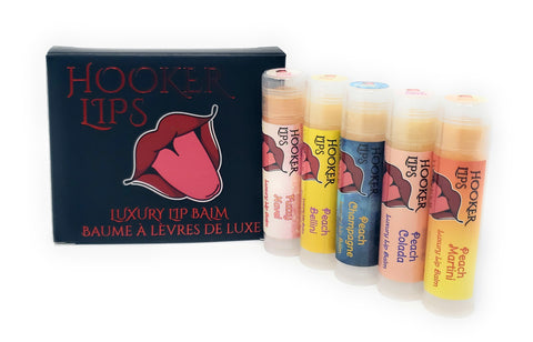 ~ Hooker Lips 5 Pack Box ~ Peachy Mocktails: Fuzzy Navel, Peach Bellini, Peach Champagne, Peach Colada & Peach Martini