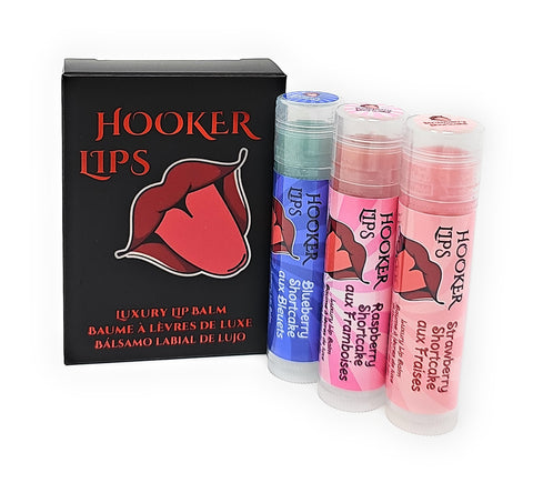 Three Pack Hooker Lips Box ~ Blueberry Shortcake, Raspberry Shortcake & Strawberry Shortcake