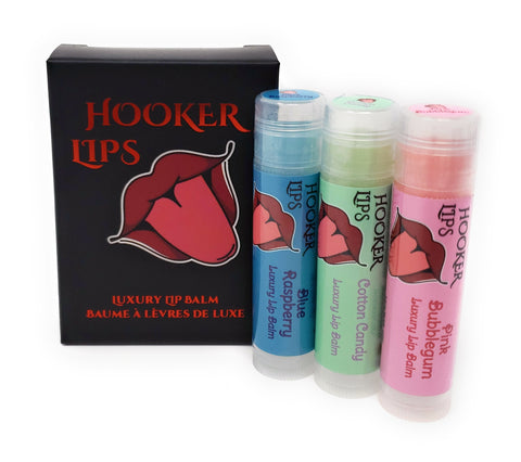 Three Pack Hooker Lips Box ~ Blue Raspberry, Cotton Candy & Pink Bubblegum