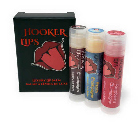 Three Pack Hooker Lips Box ~ Champagne, Peach Champagne & Raspberry Champagne