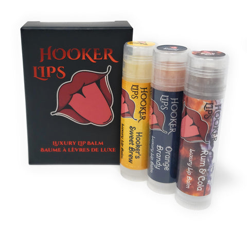 Three Pack Hooker Lips Box ~ Hooker's Sweet Brew, Orange Brandy, Rum & Cola