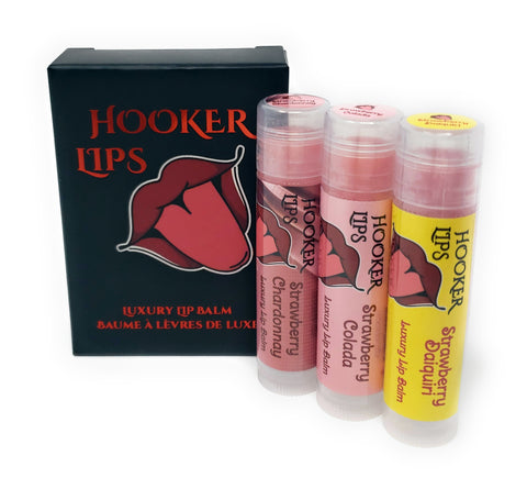 Three Pack Hooker Lips Box ~ Strawberry Chardonnay, Strawberry Colada & Strawberry Daiquiri